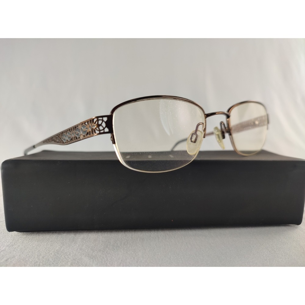 ELLE EL13430‎ BR Womens Eyeglasses Frame Brown Metal Semi-Rimless 50-19-135